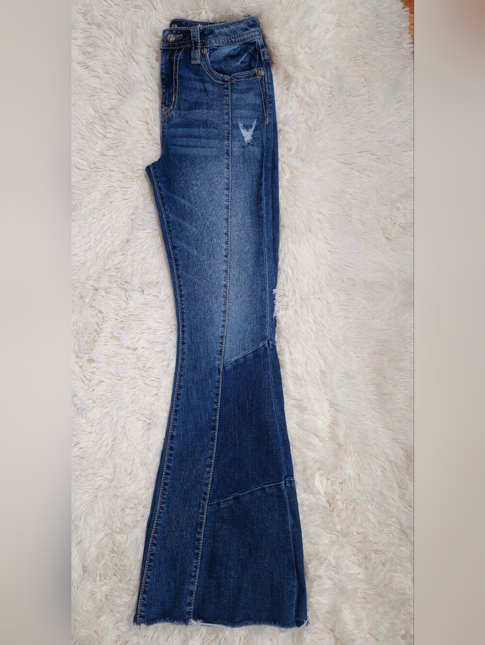 Miss Me Two-Tone Blue Flare Jeans
